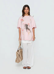 Blooming Love Oversized Graphic Tee Pink
