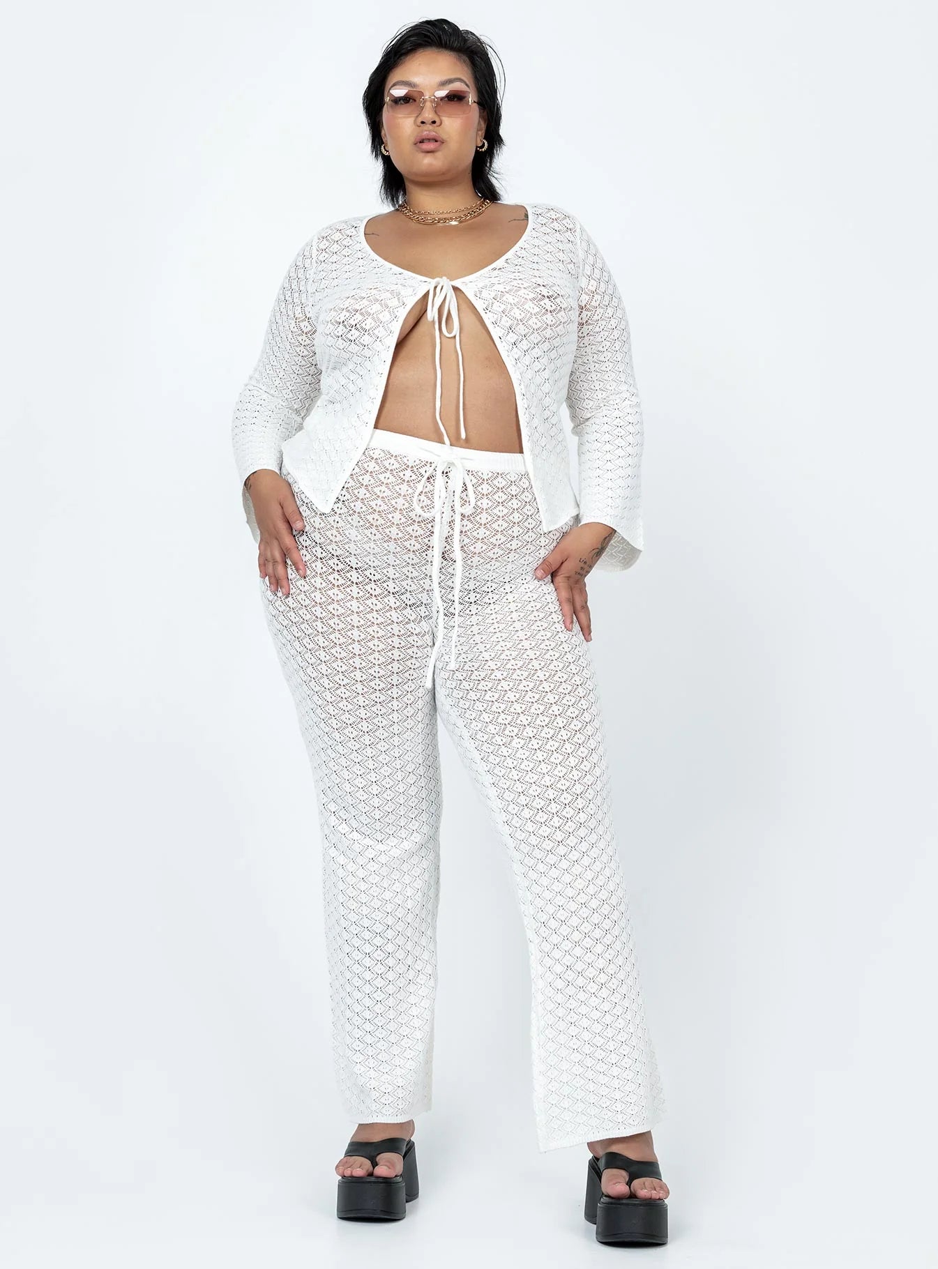 Wild & Free Crochet Top White Curve