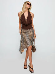 Diora Asymmetrical Midi Skirt Animal Print