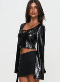 Zenobia Long Sleeve Sequin Top Black