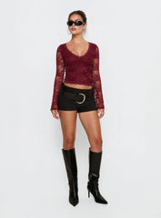 Pitter Long Sleeve Top Burgundy