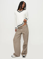 Federation V Neck Knit Sweater White