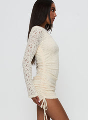 Que Sera Long Sleeve Mini Dress Cream