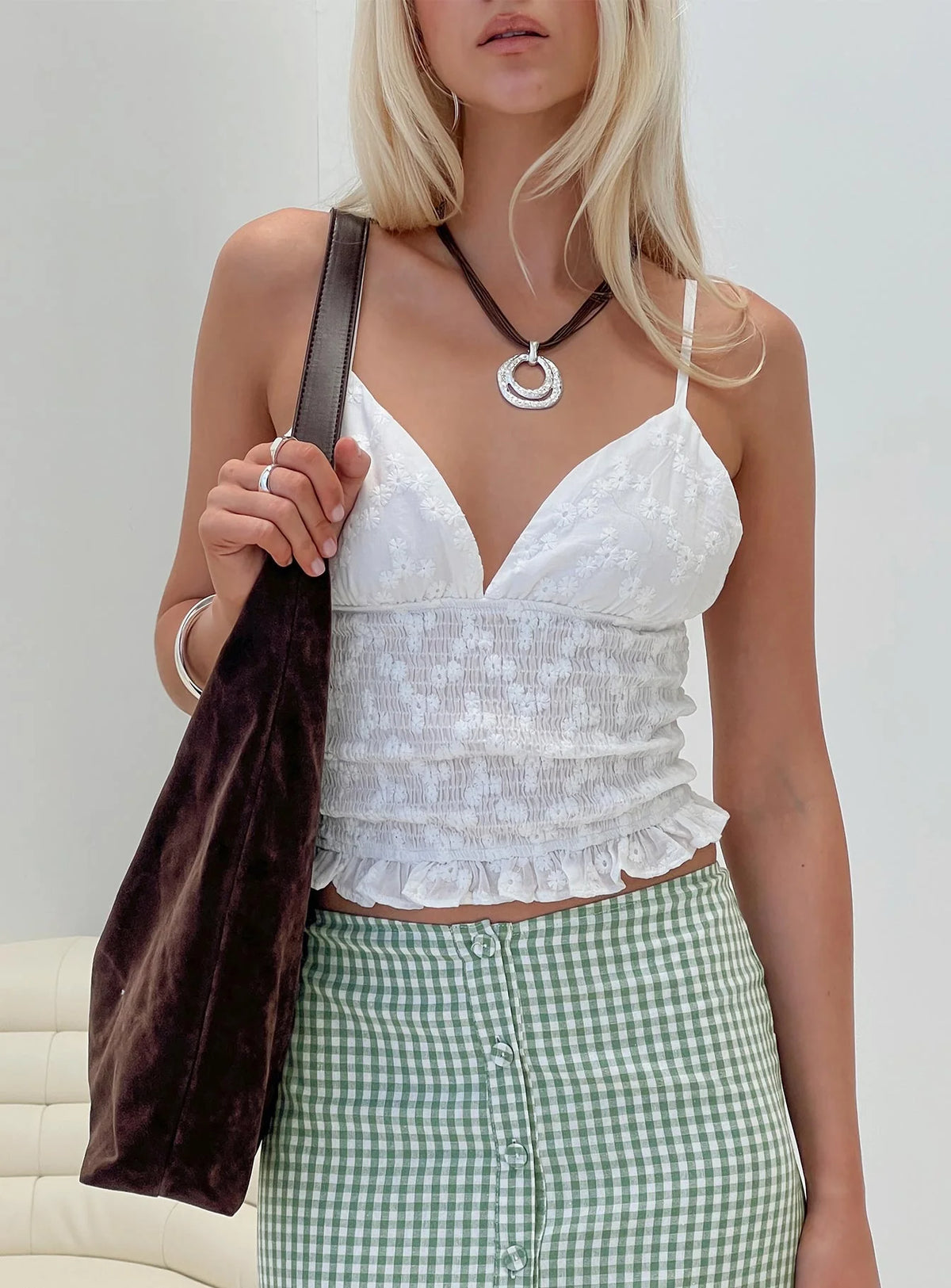 Clued In Frill Detail Top White