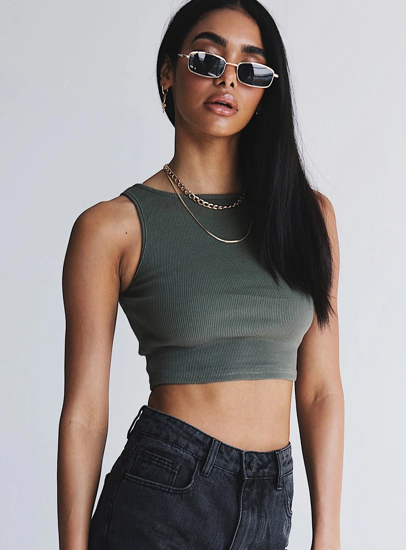 Darlington Crop Top Khaki Tall