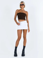 Zakai Cargo Denim Mini Skirt White