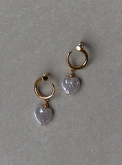 Ravi Heart Earrings Gold / White