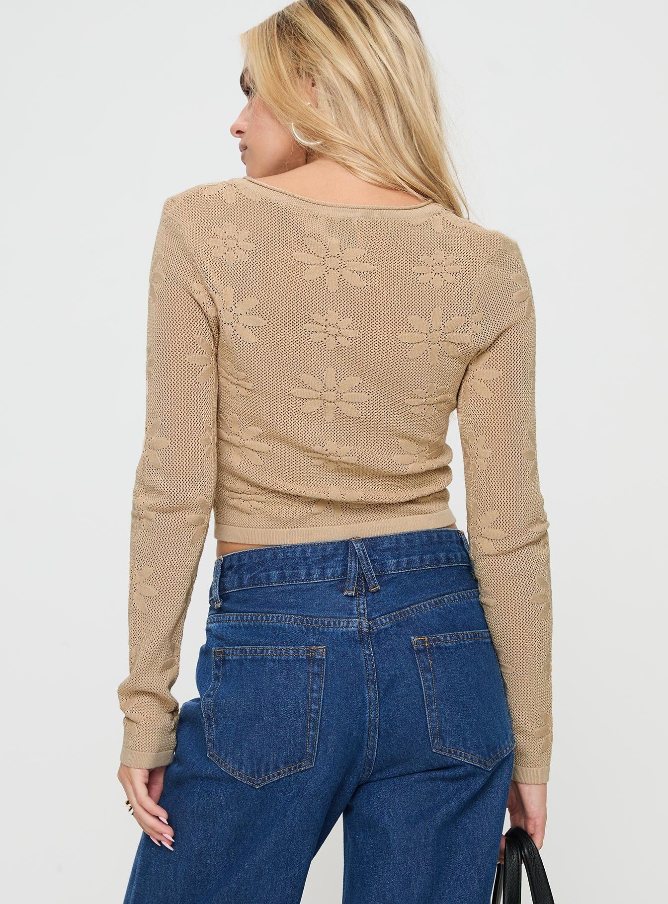 Flolie Long Sleeve Top Beige