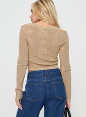Flolie Long Sleeve Top Beige