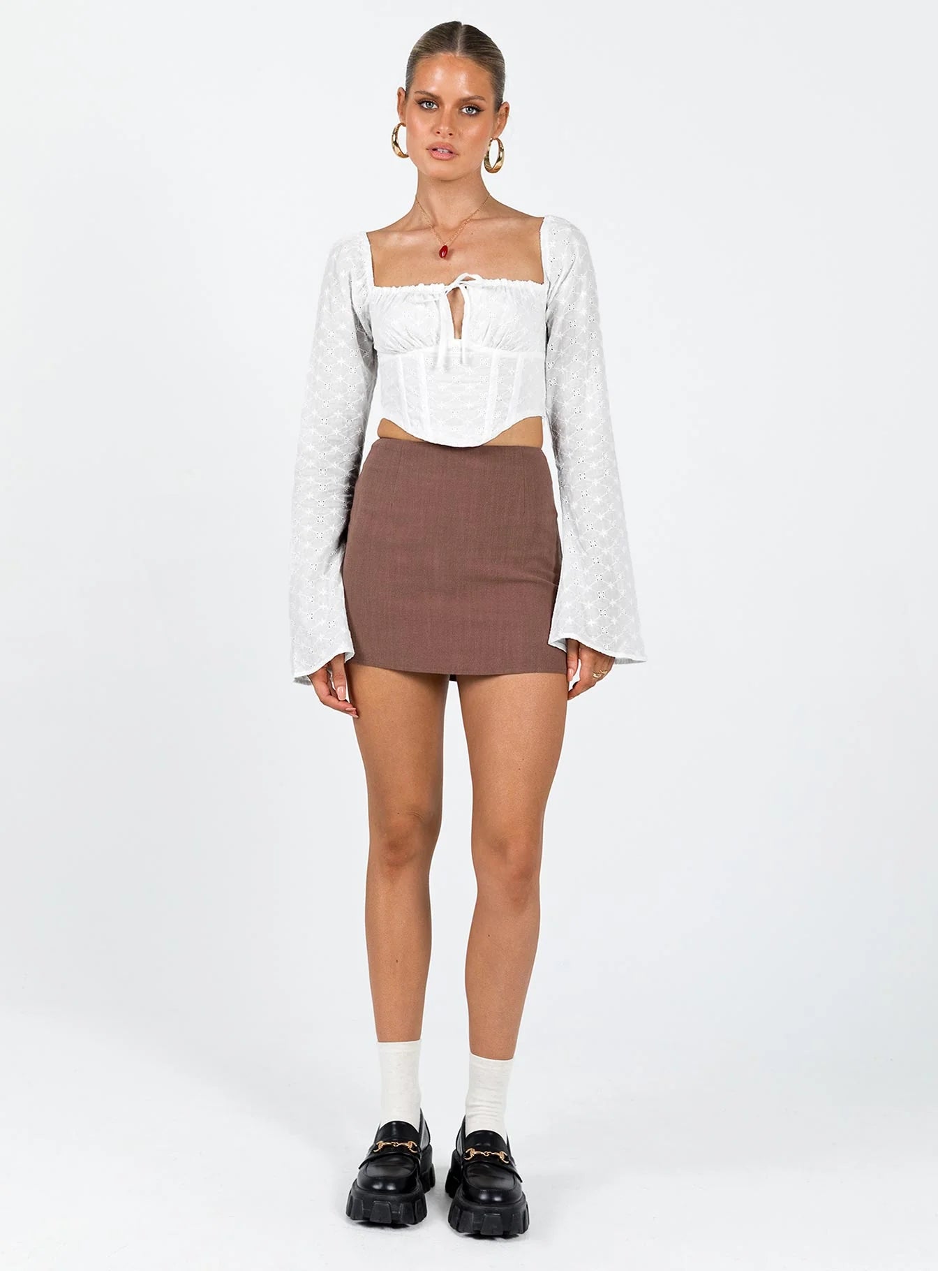 Ludlow Long Sleeve Top Ivory