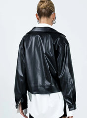 Yuka Faux Leather Jacket Black