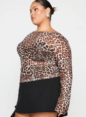 Believe Me Long Sleeve Top Leopard Curve