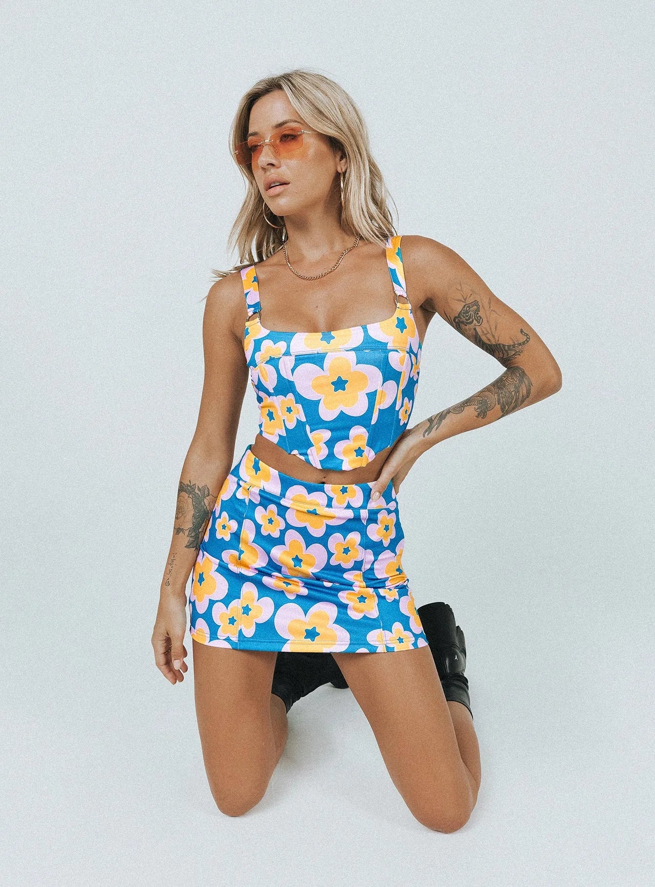 Flower Child Corset Blue Multi