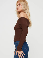 Infinity Off The Shoulder Top Brown