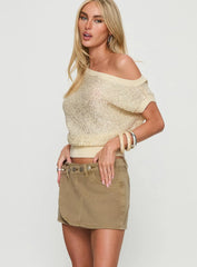 Katlynne Button Detail Mini Skirt Washed Beige
