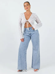 Nucci Lace Long Sleeve Top White