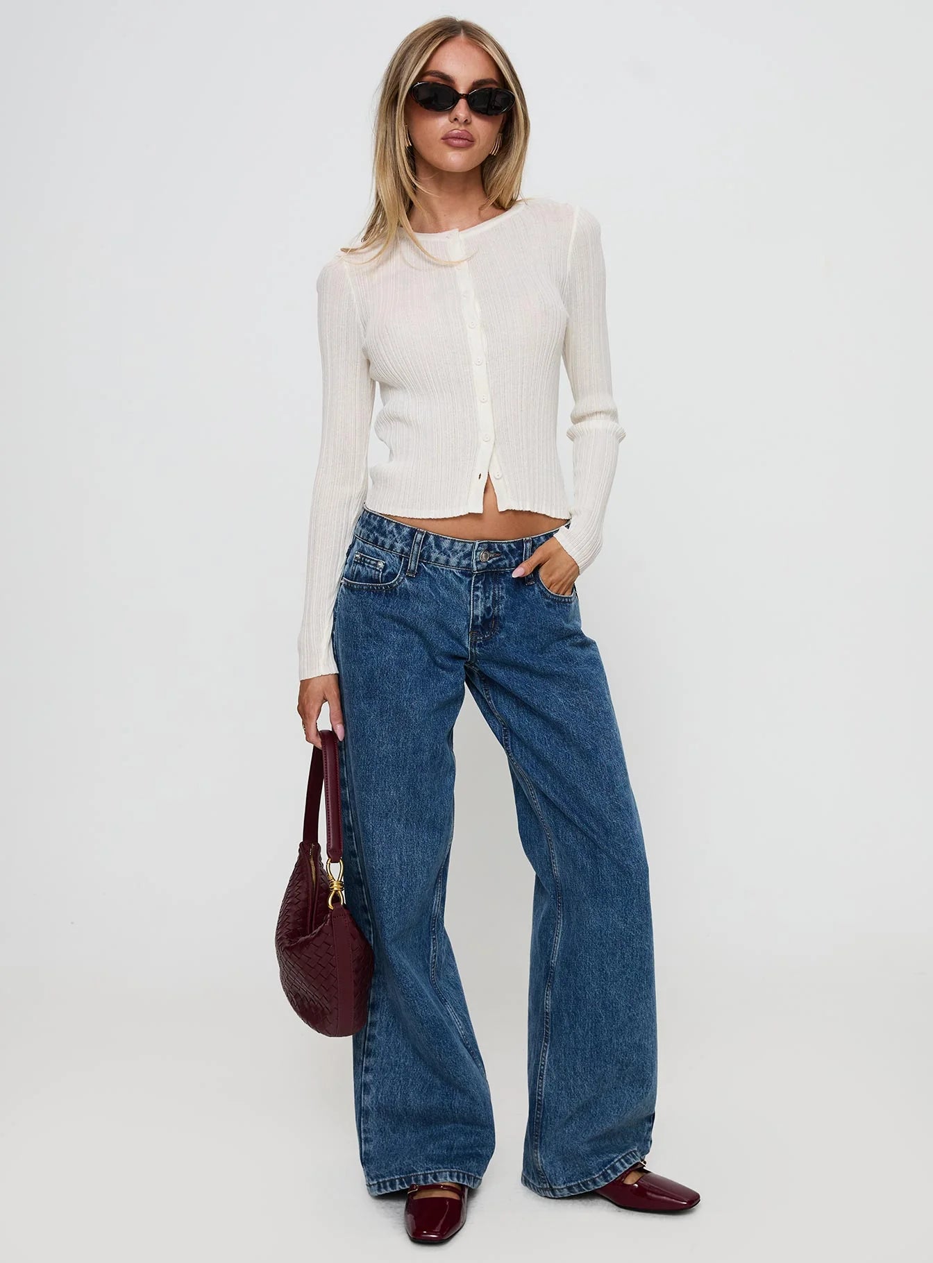Cowrie Long Sleeve Button Up Top White