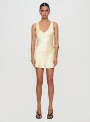 Kingslie Low Back Mini Dress Baby Yellow Petite