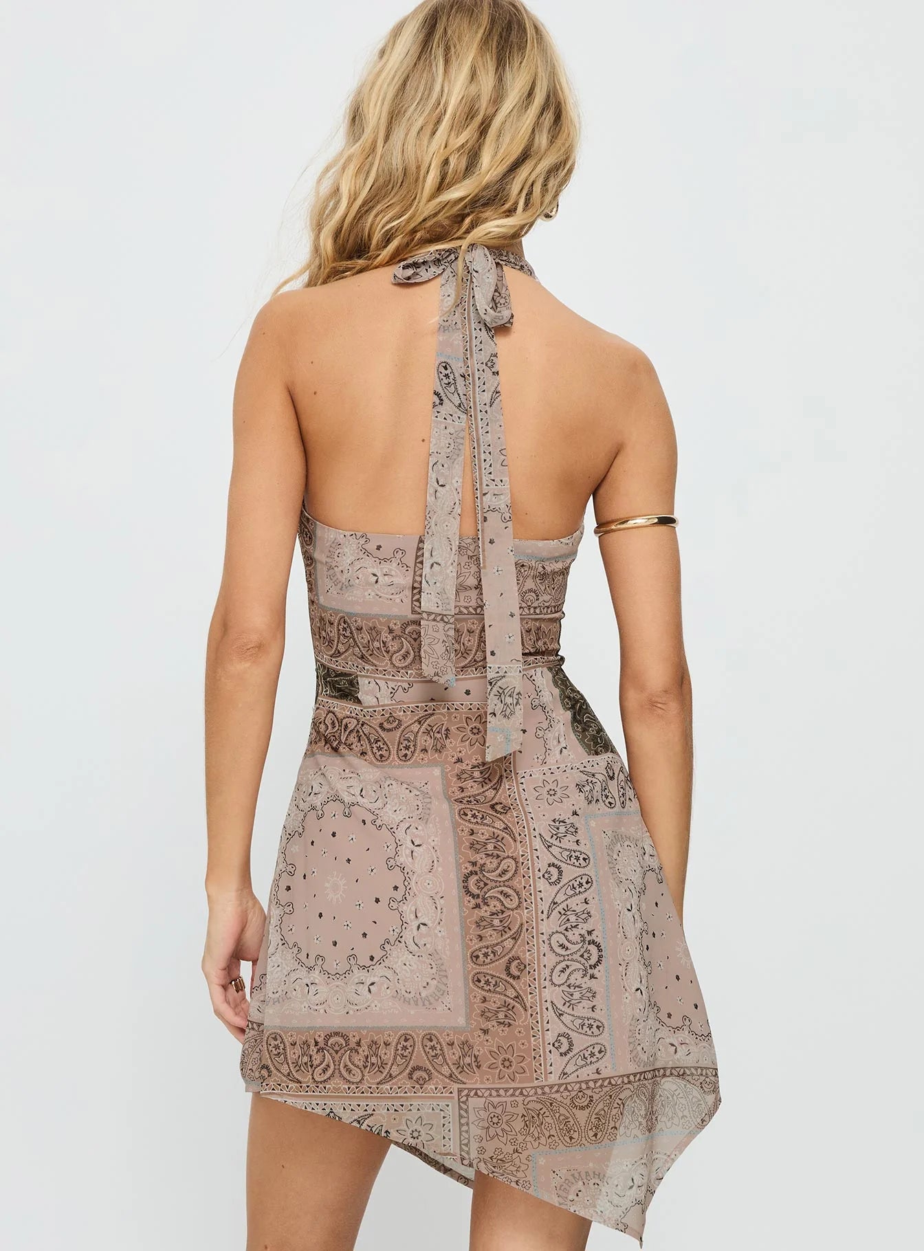 Spartacus Halter Mini Dress Brown / Multi
