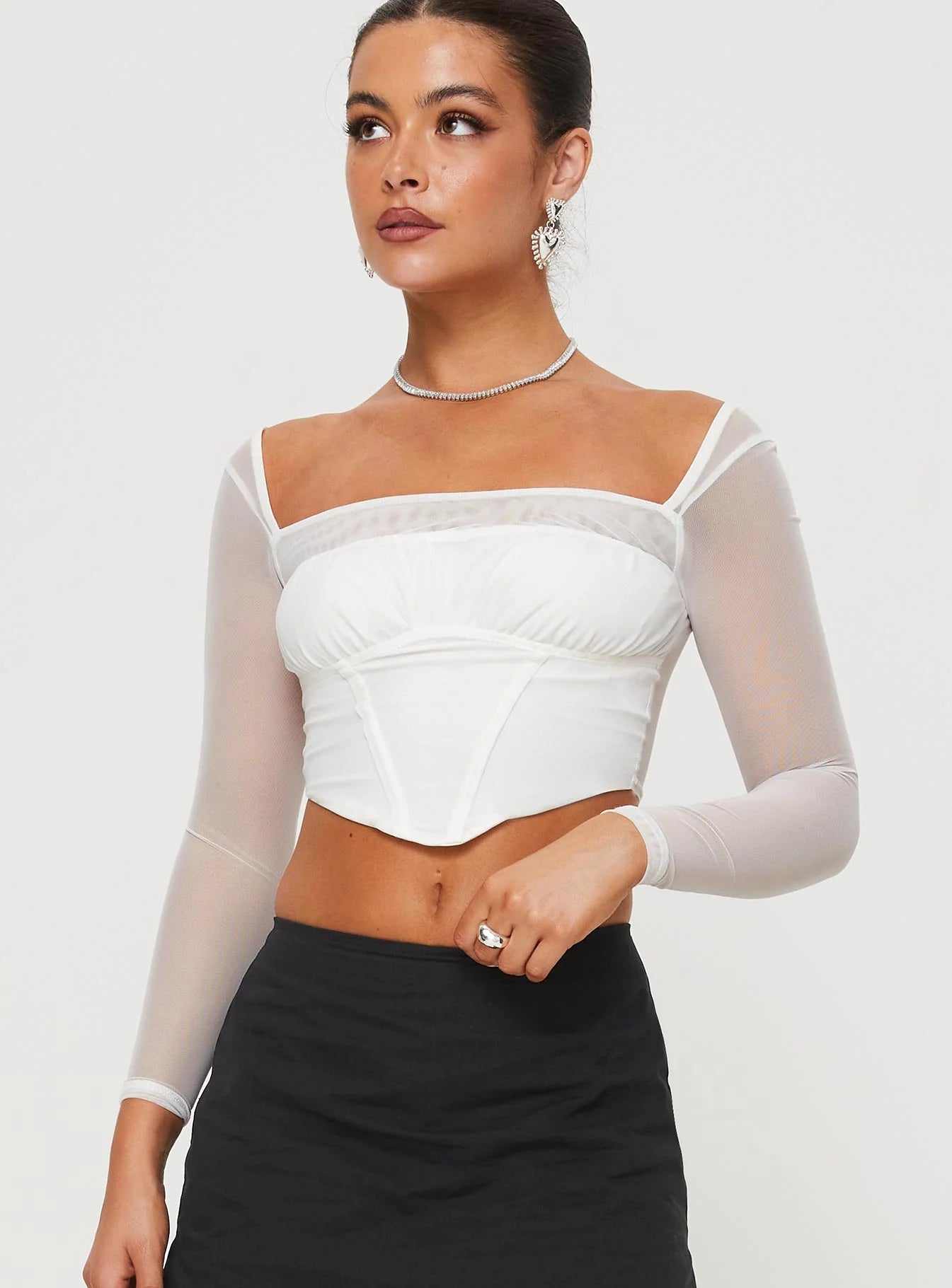 Haskins Long Sleeve Top White