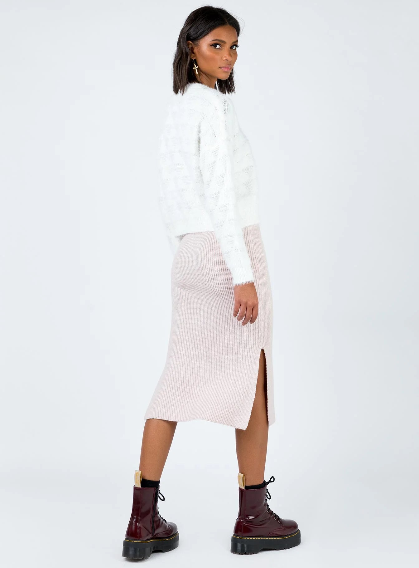 Zanna Midi Skirt Nude Pink