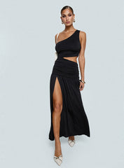 Magnetize Ruched Maxi Dress Black