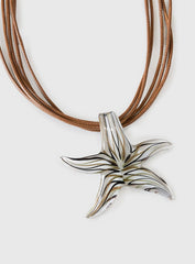 Fire Sign Glass Look Star Pendant Necklace Multi