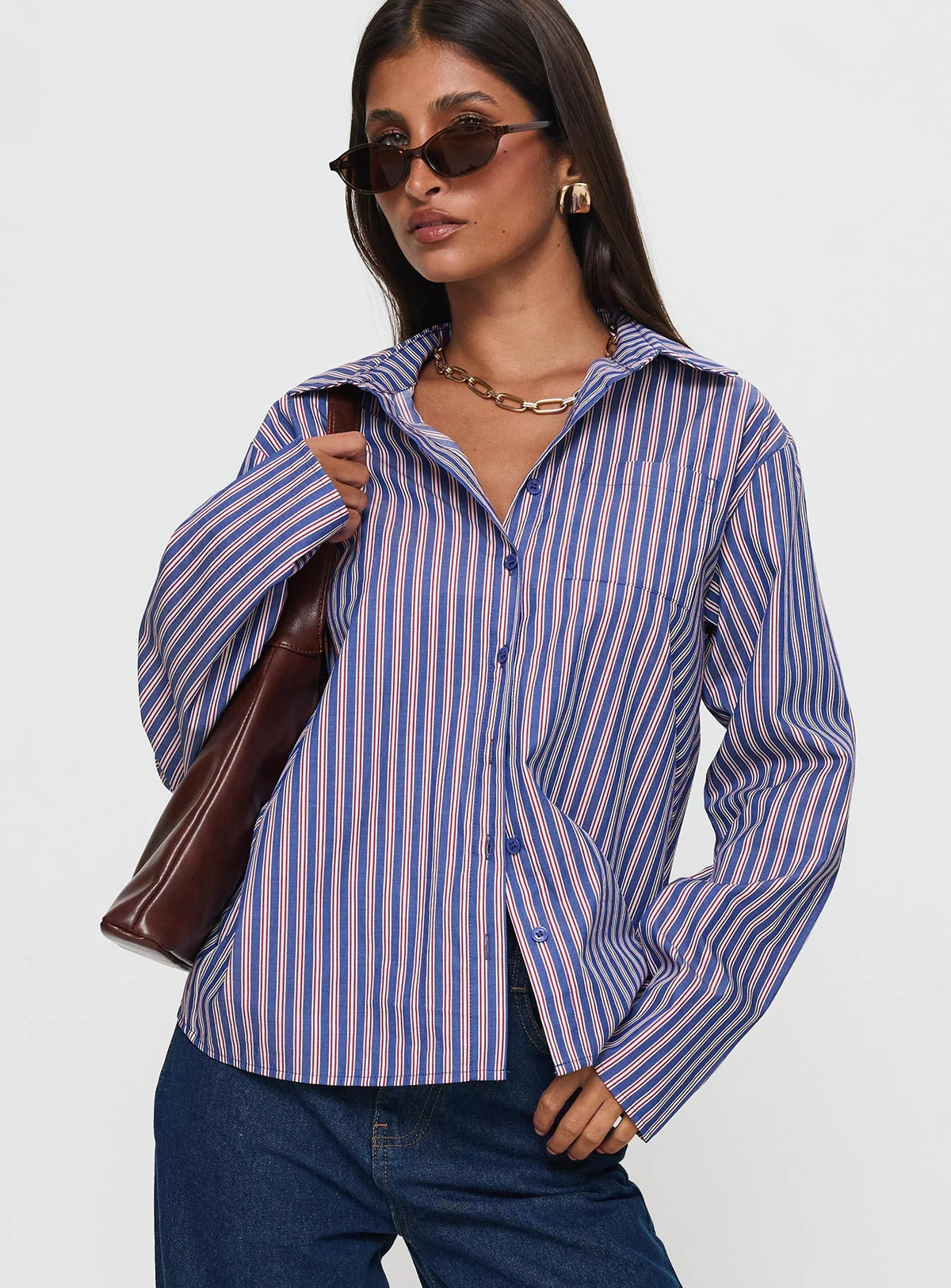 Trillian Long Sleeve Top Navy Stripe