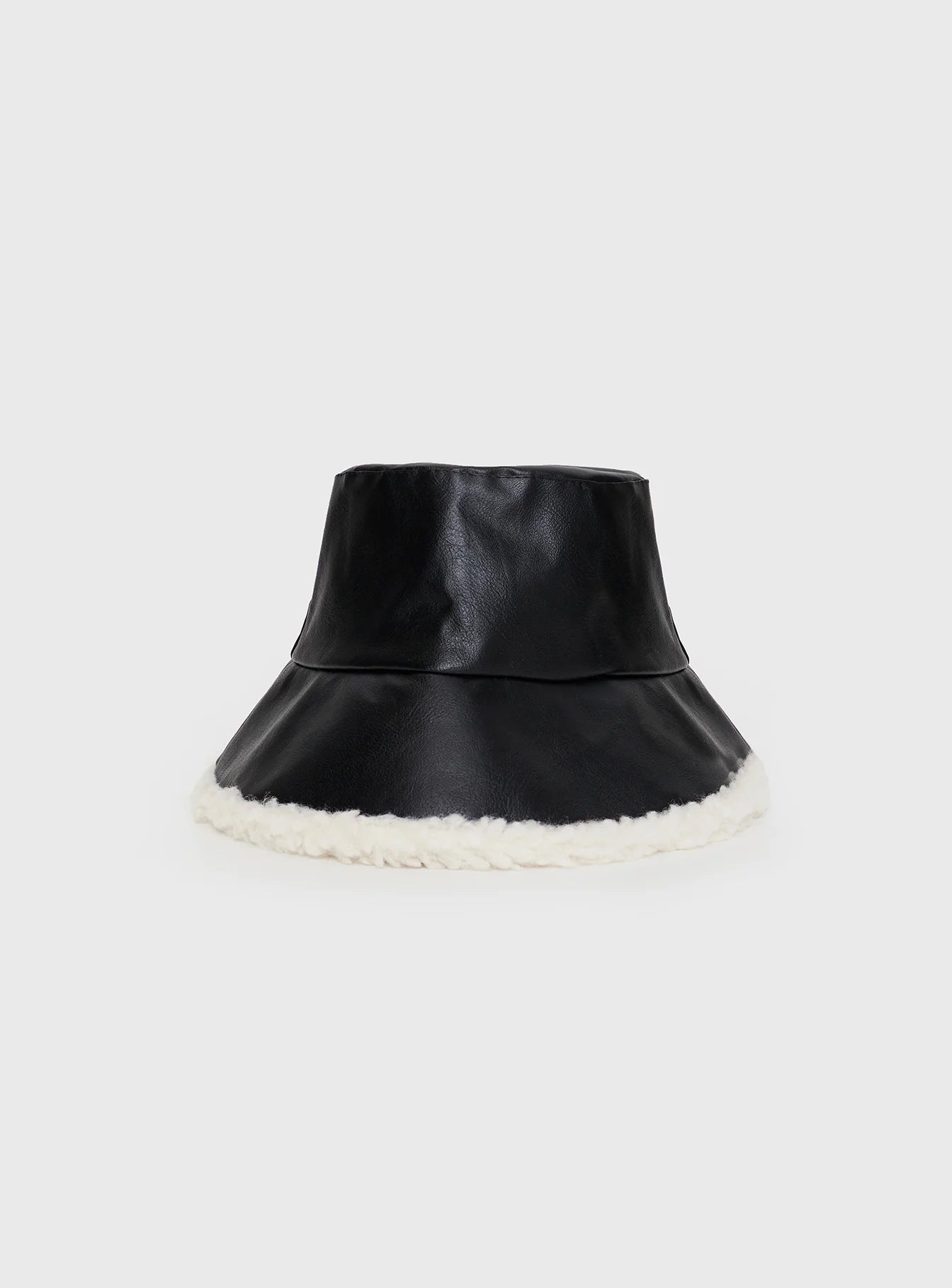 Au Revoir Faux Leather Hat Black