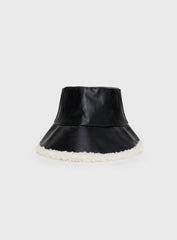 Au Revoir Faux Leather Hat Black