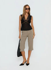 Noven Tie Back Lace Trim Top Black