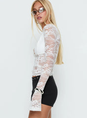 Kecia Long Sleeve Lace Top White