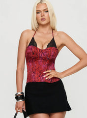 Joylene Lace Up Corset Red / Black