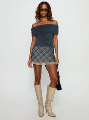 Wrylie Off Shoulder Fluffy Top Charcoal