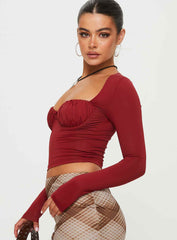 Candyce Long Sleeve Top Burgundy