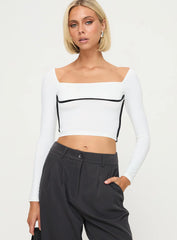 Maidenwell Contrast Long Sleeve Top White