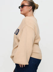 Jadynn Off Shoulder Knit Sweater Cream Curve
