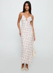 Jessamine Frill Maxi Dress White Lilac