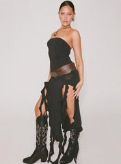 Rendezvous Strapless Midi Dress Licorice