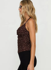 Geovana Plunge Neck Top Brown / Beige Bambi