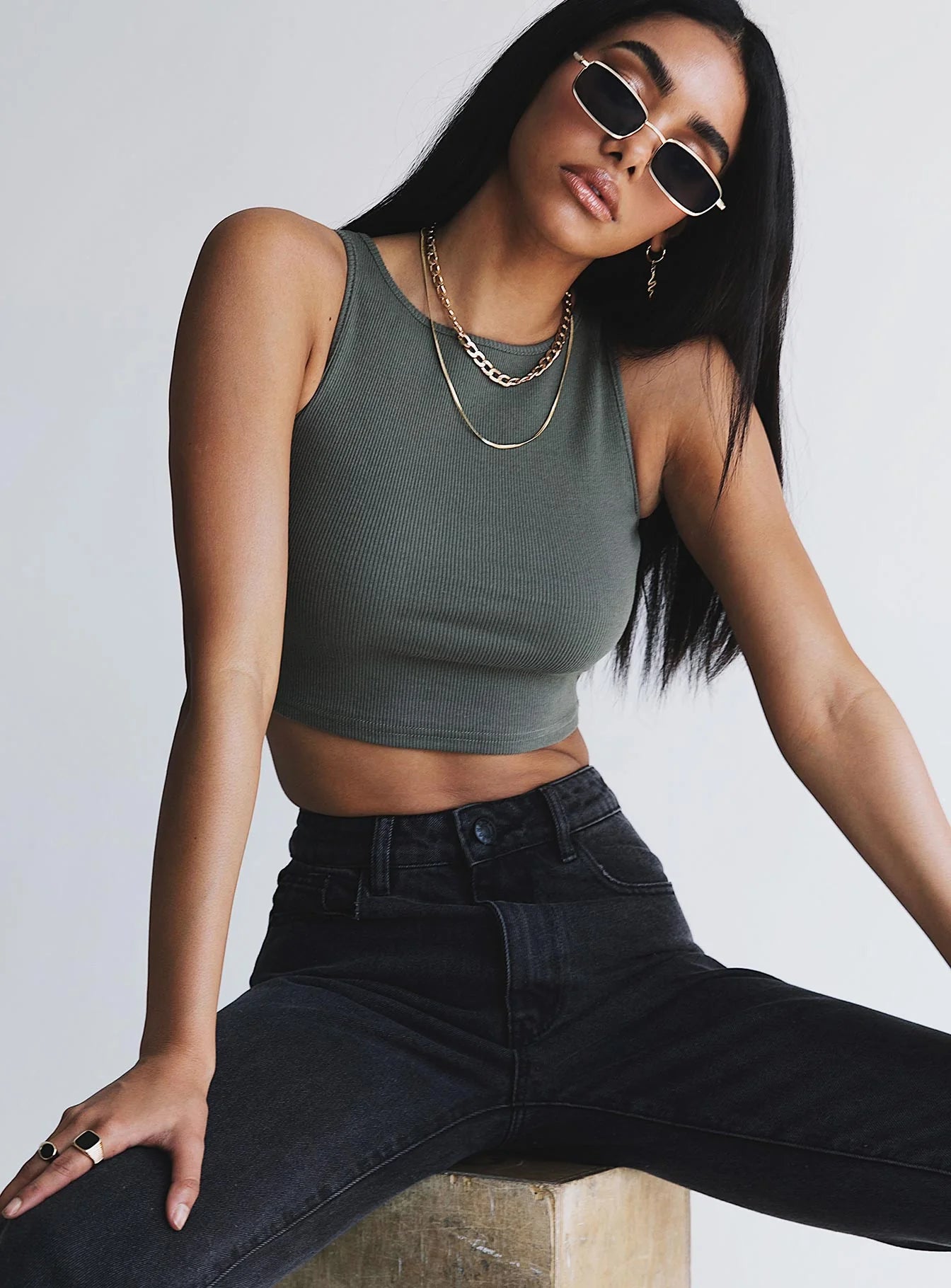 Darlington Crop Top Khaki Tall