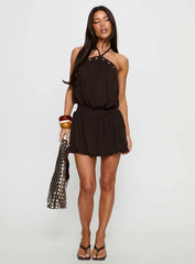 Sunnee Eyelet Detail Playsuit Brown