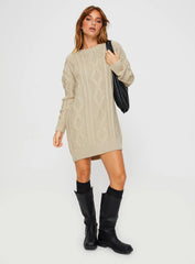 Anaya Sweater Mini Dress Beige