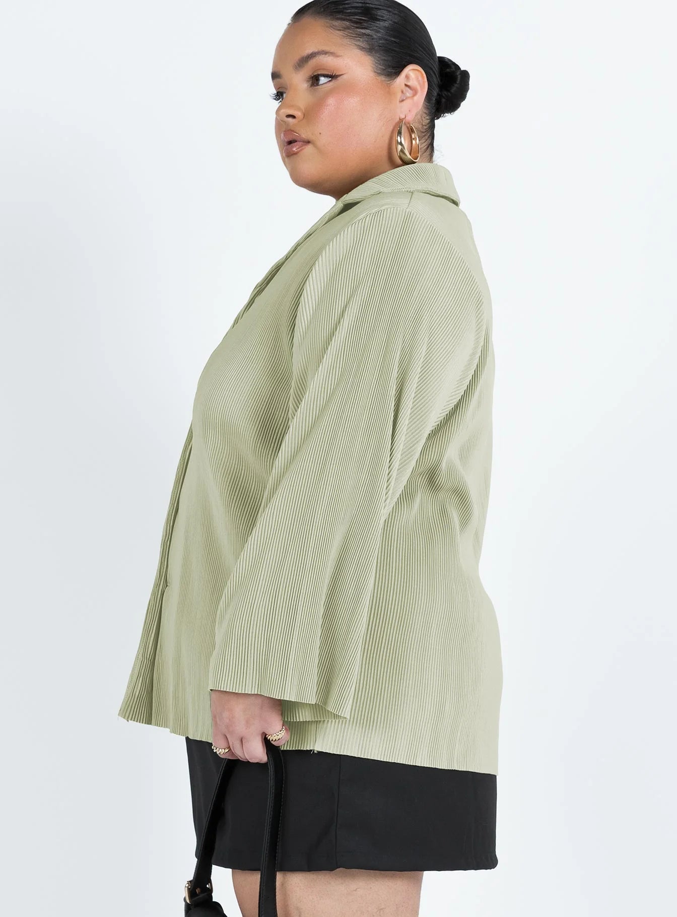 Louie Pleated Shirt Sage Curve