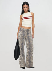 Top Model Low Rise Straight Leg Jeans Leopard Fade
