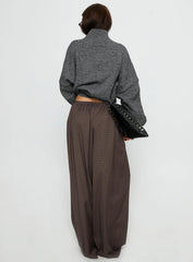 Bungala Oversized Relaxed Pants Brown Check
