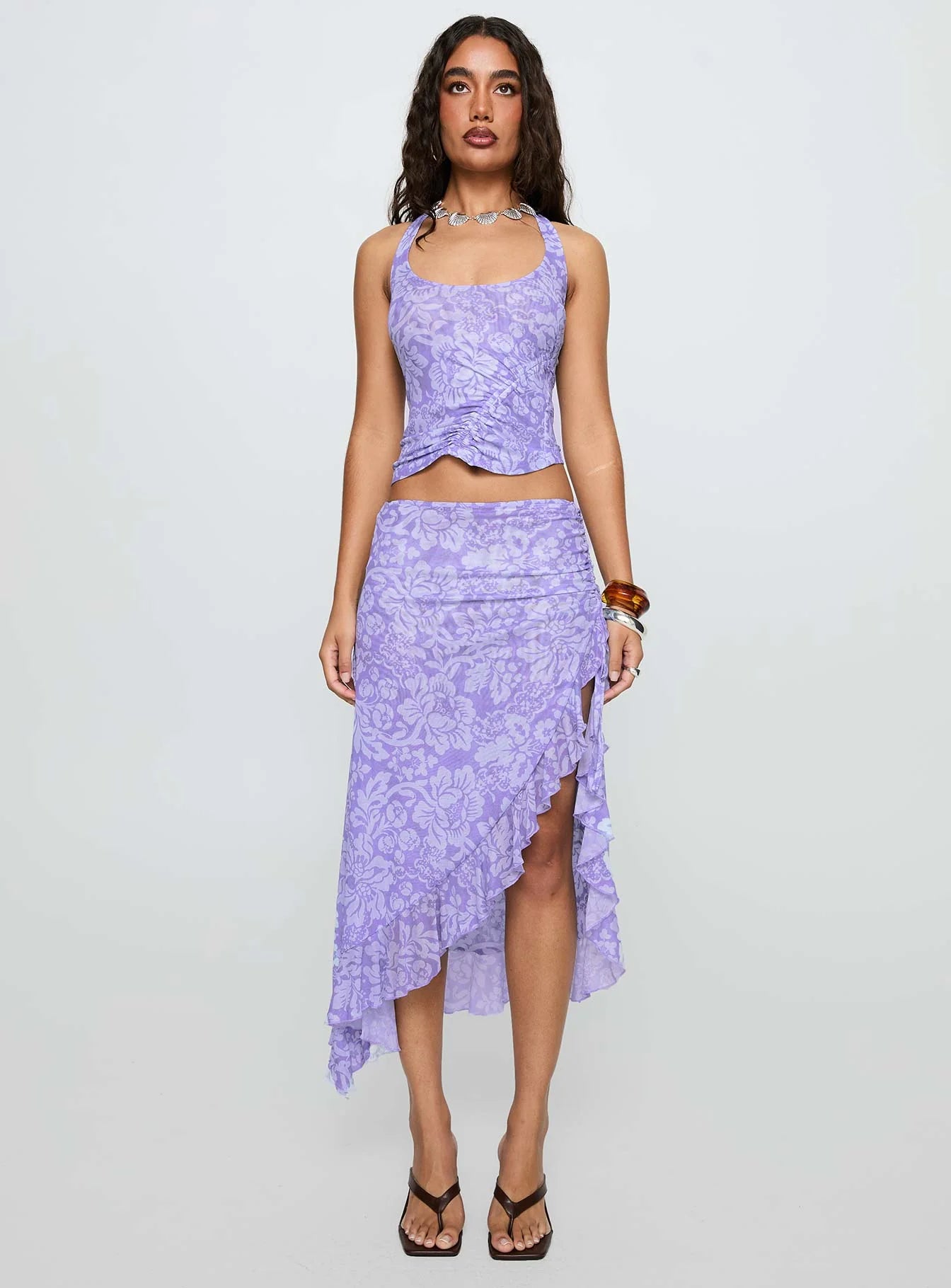 Rains And Pours Mesh Set Purple Floral