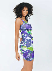 Motel Batia Dress Abstract Watercolour Blue