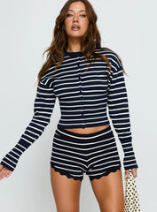 Dollhouse Knit Shorts Navy Stripe