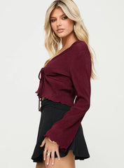 Ignatius Long Sleeve Top Burgundy